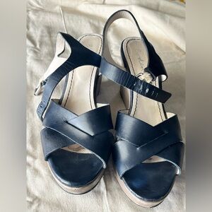 Boden Black leather Strappy wedge Sandals 9, 9.5 EU41